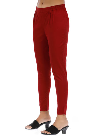 Women Woven Cotton Lycra Narrow Ankle Length Pant