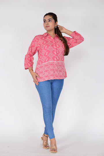 Women Printed Short Top Woven Rayon Ethnic Wear Top