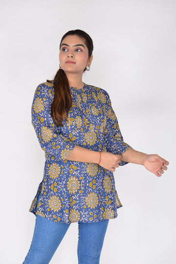 Women Printed Short Top Woven Cotton Ethnic Wear Top