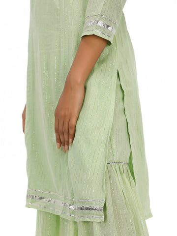 Women Kurta Sharara Woven Cotton Voile Lurex Set