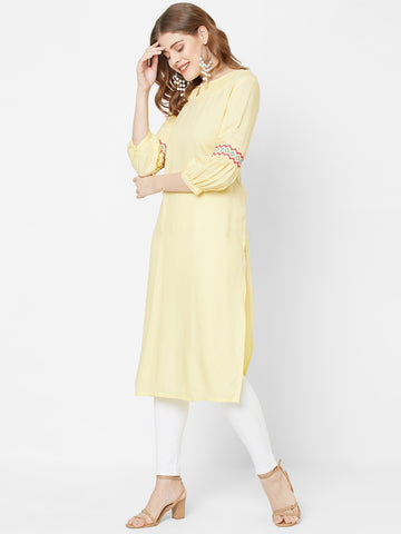 Women Woven Rayon Solid Straight Fit Kurta