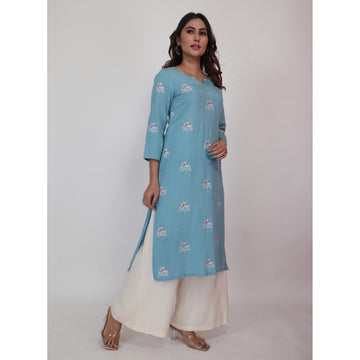 Women Woven Rayon Flex Kurta Palazzo Set