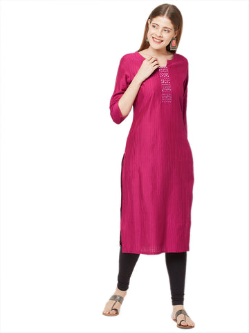 Women Wear Straight Fit PST Pintuck Work Kurta