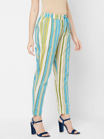 Women's Woven Cotton Printed Narrow Pant