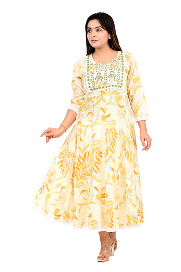 Sitayya Womens Printed Gather Dress Woven Cotton Ethnicwear Dress