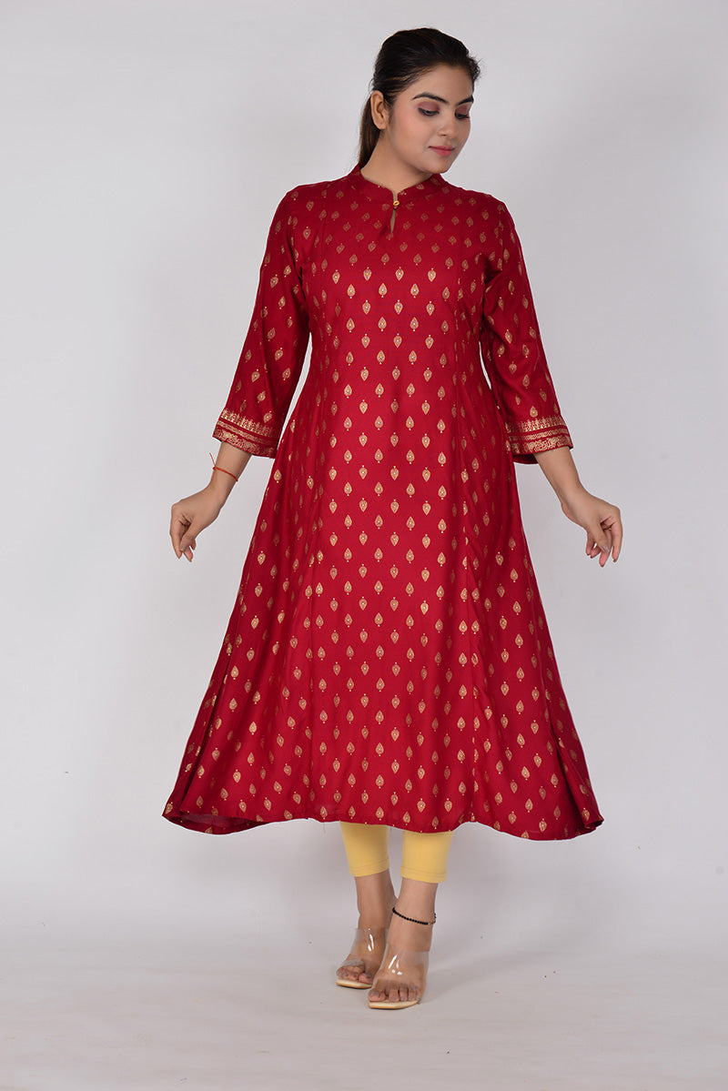 Sitayya Womens Printed Straight Fit Woven Rayon Ethnicwear Kurta