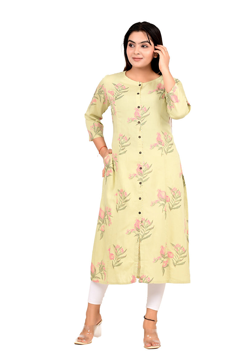 Women Printed Aline Woven Cotton flex Ethnic Wear Kurta