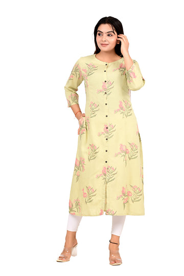 Women Printed Aline Woven Cotton flex Ethnic Wear Kurta