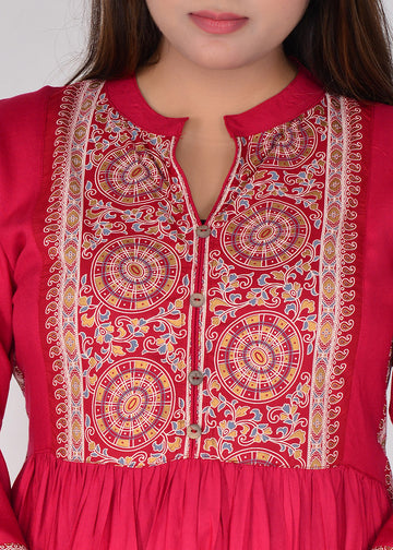 Sitayya Womens Solid Gather Dress Woven Rayon Ethnicwear Kurta