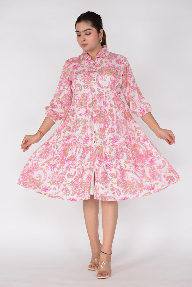Sitayya Women Printed Tier Shanton Ethnic Dress