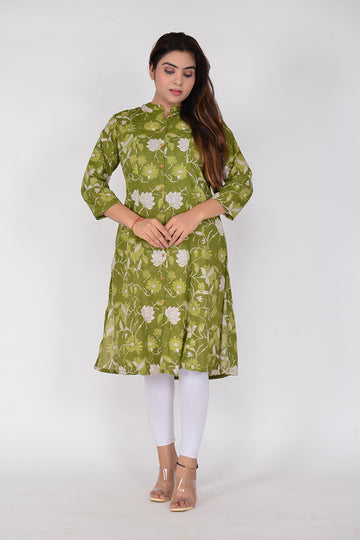 Sitayya Women Printed A-line Woven Cotton Ethnic Kurta