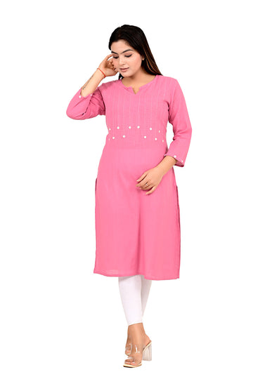 Solid Straight Fit Woven Cotton Ethnic Kurta