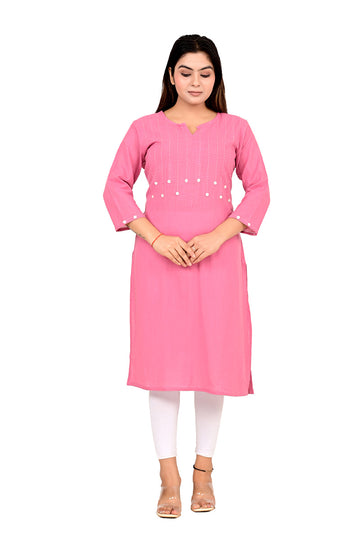 Solid Straight Fit Woven Cotton Ethnic Kurta