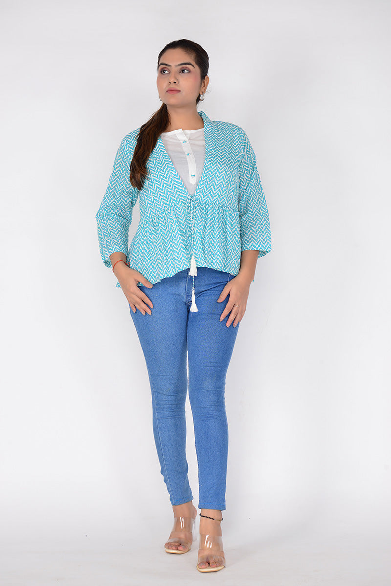 Sitayya Women Printed Layered Tops Woven Cotton Ethnic Top