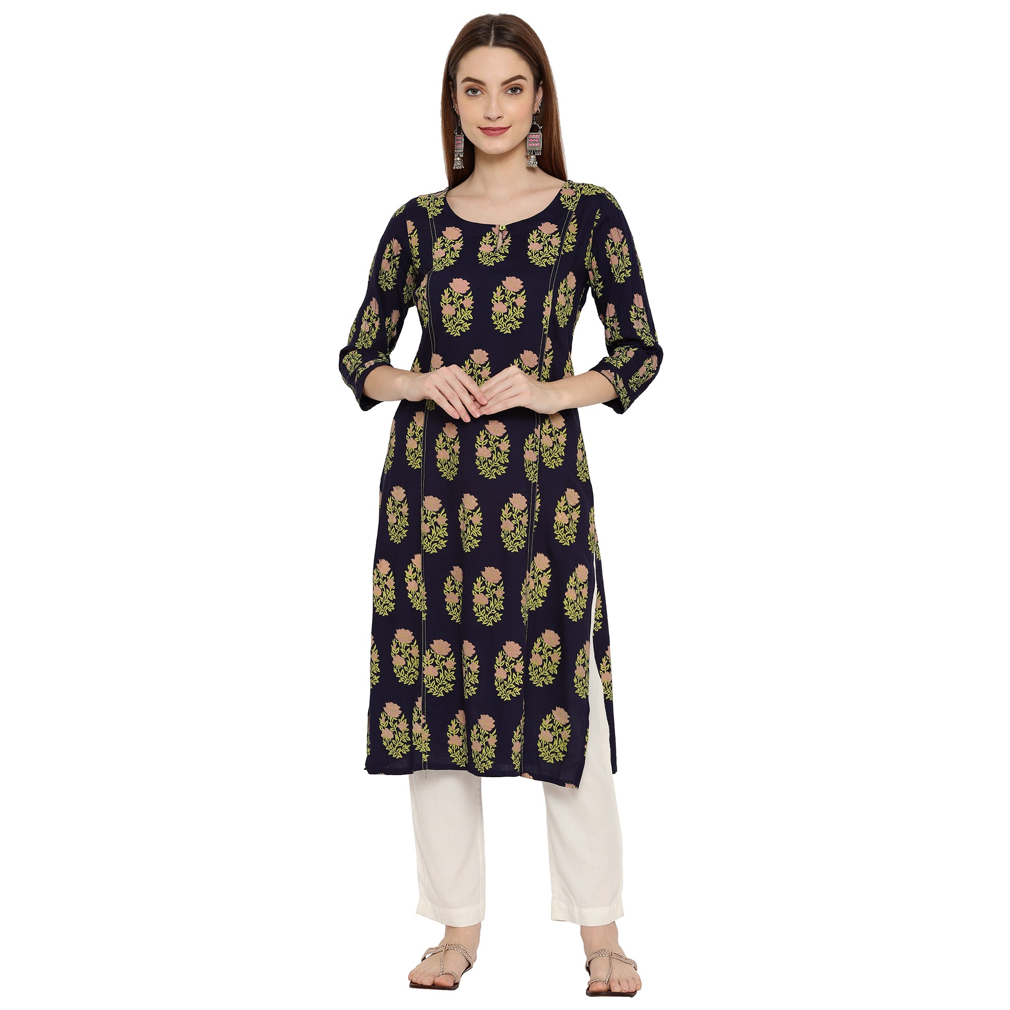 Woman Wear Floral Printed Rayon Kurti