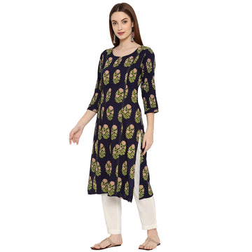 Woman Wear Floral Printed Rayon Kurti