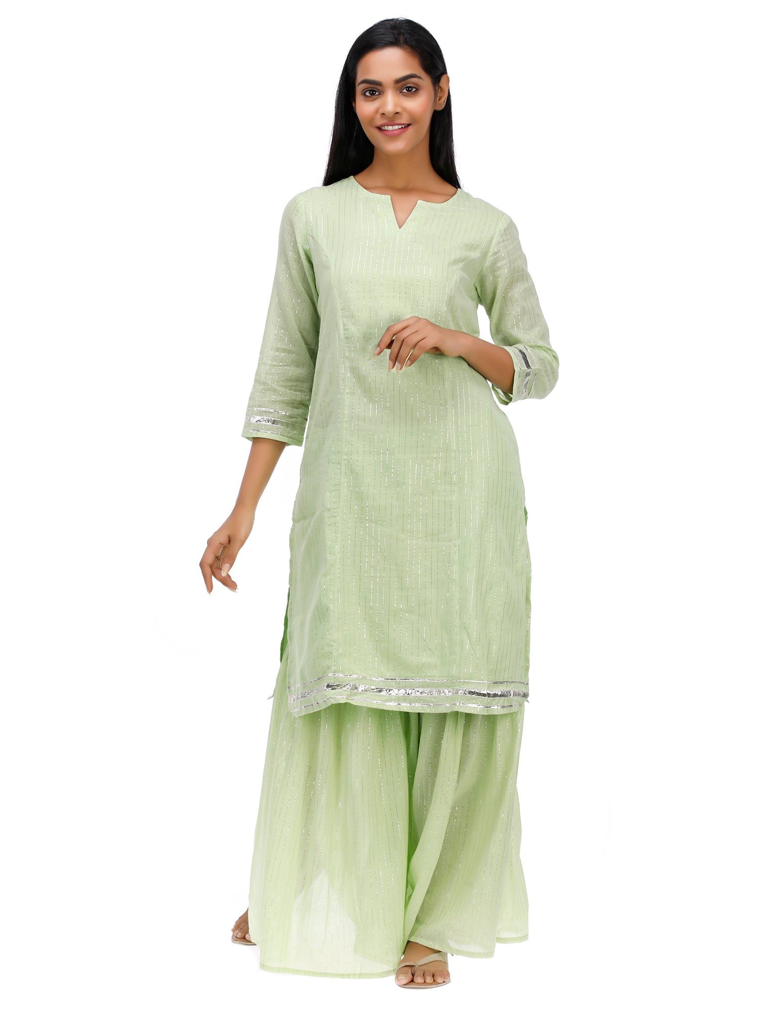 Buy Handpainted Kurti Palazzo Set by KOHSH at Ogaan Market Online Shopping  Site