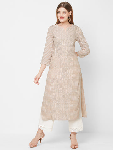 Women Printed Straight Fit Woven PST Causal Kurta