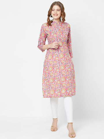 Women Straight Fit Woven Cambric Floral Printed Kurta
