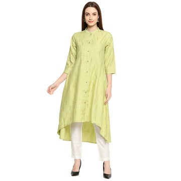 Women PST Lime High Low Kurta
