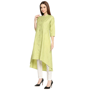 Women PST Lime High Low Kurta