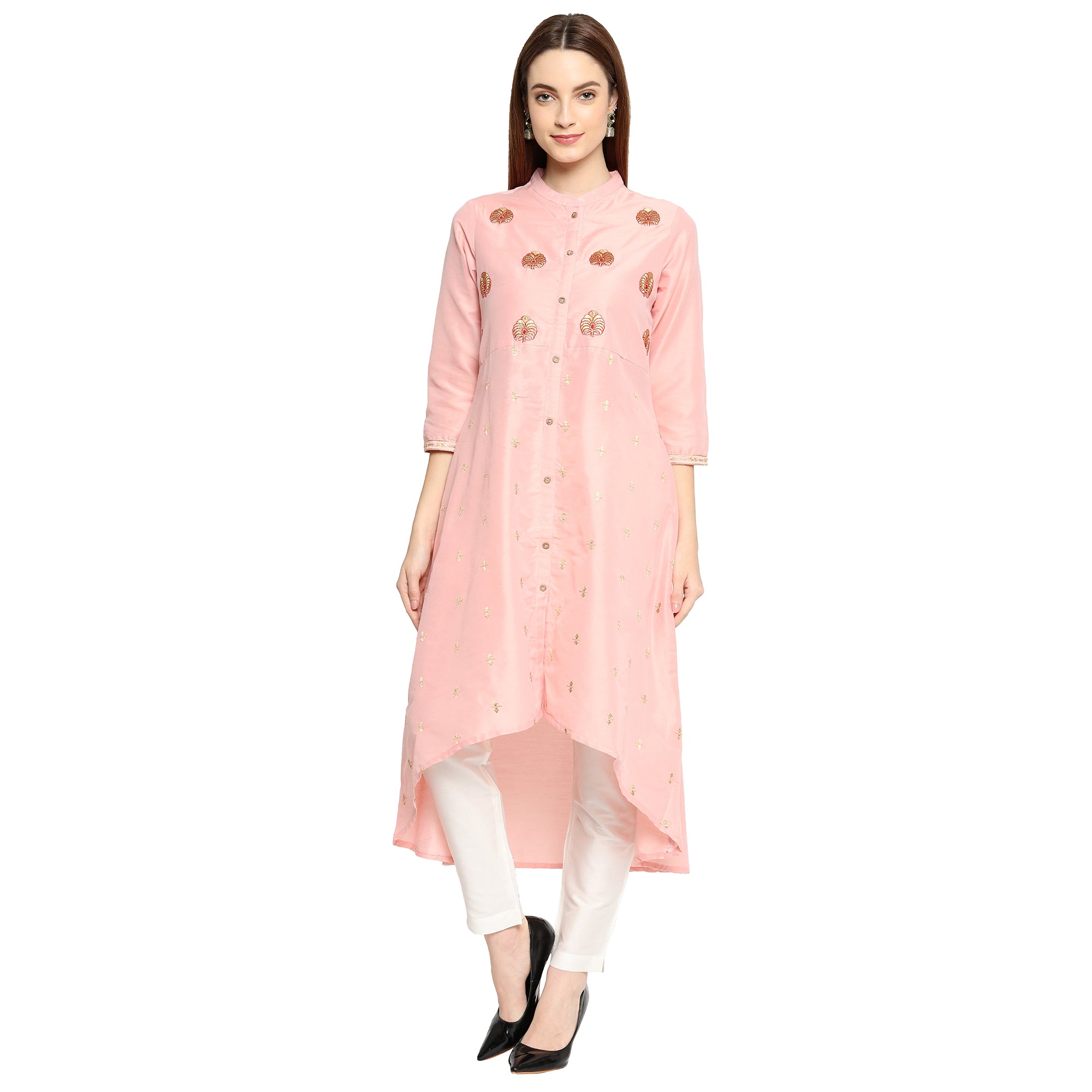 Women PST Peach High Low Kurti