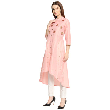 Women PST Peach High Low Kurti