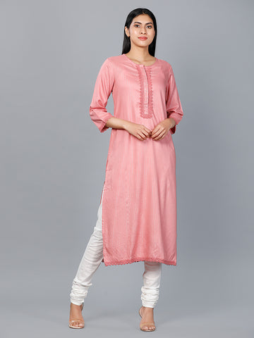 Women's Woven Rayon Lurex Mauve Kurta