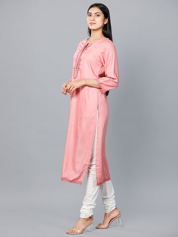 Women's Woven Rayon Lurex Mauve Kurta