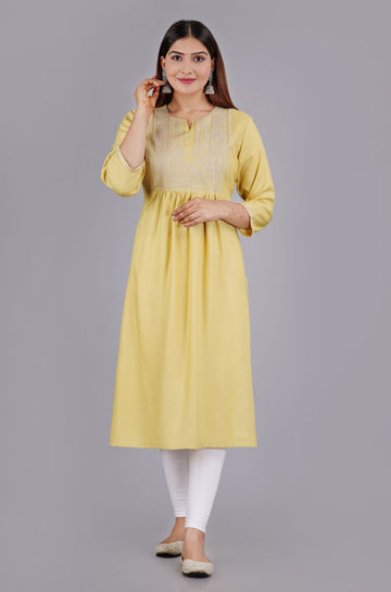 Sitayya Womens Woven Rayon  3/4 Sleeve Olive Dress